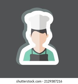 Chef Sticker in trendy isolated on black background