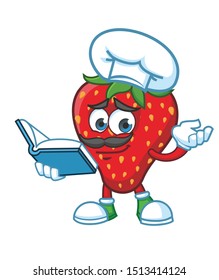 chef strawberry mascot character vector design