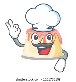 Chef Strawberry pudding on wooden cartoon table