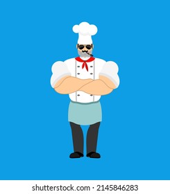 Chef Strong Cool serious. Cook strict. kitchener Vector illustration