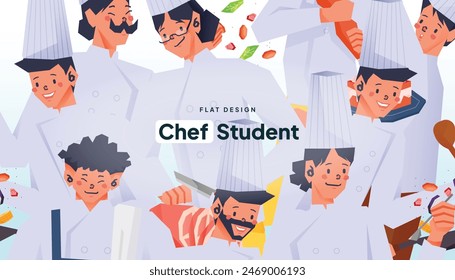 Chef student cover flat design illustration