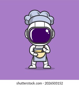 chef style astronaut cartoon .vector illustration for kid or mascot logo