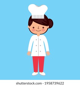 Chef with suit smiling cartoon character over blue background vector illustration