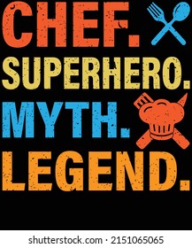 chef superhero myth legend t-shirt design