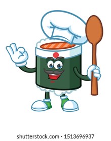 chef sushi japan mascot character vector