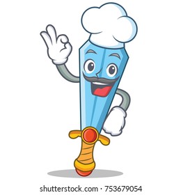Chef sword character cartoon style vector illustration