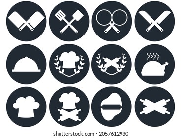 chef symbol design collection, on black and white theme, with modern design