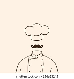 Chef symbol uniform shirt and hat. Vector illustration background