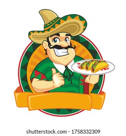 Caricatura de taco mascota Chef en vector