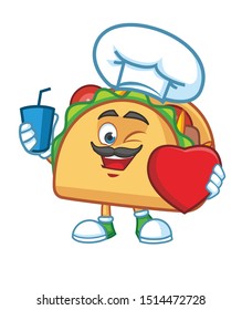 chef Taco Mexican cartoon mascot character vector