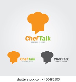 Chef Talk logo concept with chef hat icon.