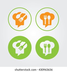 Chef Talk logo concept with chef hat icon. Logo for cooking, cafe communication and menu. 