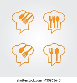 Chef Talk logo concept with chef hat icon.