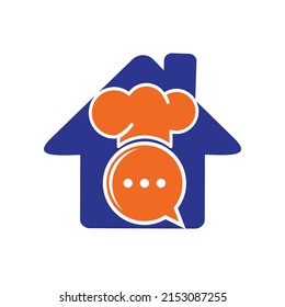 Chef talk vector logo design. Illustration of hat cooker and chat symbol.	