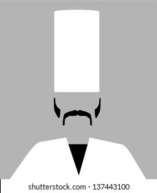 chef with tall hat and sideburns