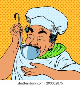 chef tastes food kitchen
