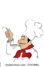 The chef tasting a refined dish