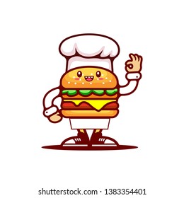 Chef tasty burger mascot character - Vector