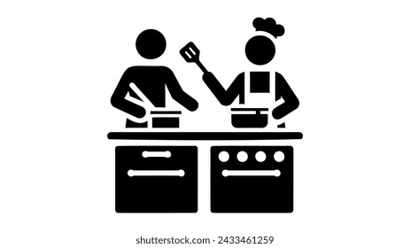 El chef enseña cocina. Ilustración plana del vector sobre fondo blanco