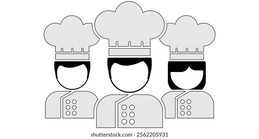 chef team kitchen with toque and uniform, food eatery culinary restaurant cook, icon profile in two gender for job profession vector