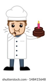 Chef Testing Cake - Cartoon Business Vector Character