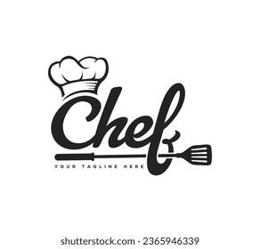 Chef text based logo design on white background, Vector illustration.