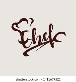 chef textual logo or emblem template, lettering, cafe and restaurant concept