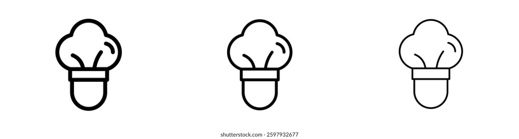 chef thin line vector icon set.