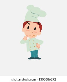 Chef thoughtful and happy.