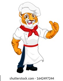 Chef tiger cartoon in vector 2