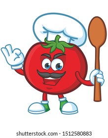 chef tomato mascot cartoon character vector