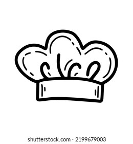 Chef toque doodle vector illustration. Baker hat hand drawn black and white sketch in line art cartoon style. Uniform cap for kitchen.