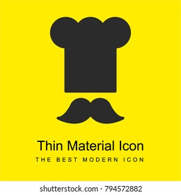 Chef toque and mustache bright yellow material minimal icon or logo design
