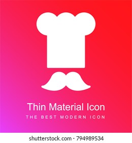 Chef toque and mustache red and pink gradient material white icon minimal design