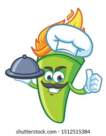 chef torch fire mascot character vector design