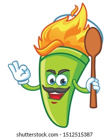 chef torch fire mascot character vector design