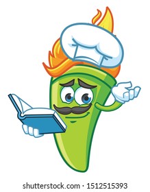 chef torch fire mascot character vector design