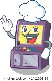 Chef toy arcade machine in cartoon drawer