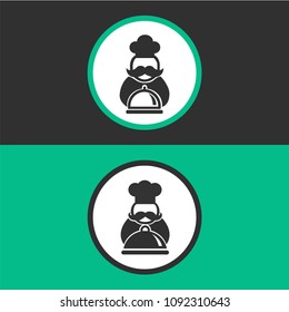 Chef with tray of food vector icon