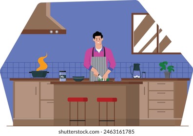 Chef try to cook something in the kitchen