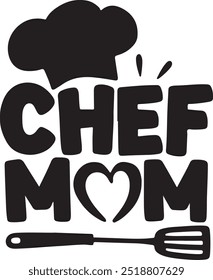 Chef T-Shirt Design with Chef Hat, And "Mom" Text