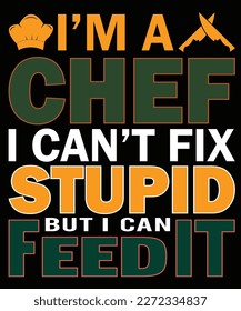 A chef t-shirt design typically features food-related elements such as utensils, ingredients, or culinary tools, along with clever puns or phrases related to cooking or the culinary world.