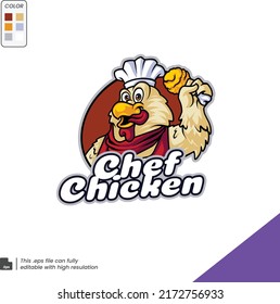 Chef Turkey Thanksgiving animal cartoon character. Wearing a chef's hat on white background.