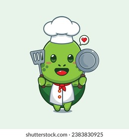 Ilustración vectorial de la tortuga del chef. 
Dibujo vectorial Ilustración adecuada para afiches, folletos, web, mascota, pegatina, logotipo e icono.