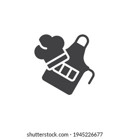 Chef uniform, apron and hat vector icon. filled flat sign for mobile concept and web design. Cook hat and apron glyph icon. Symbol, logo illustration. Vector graphics