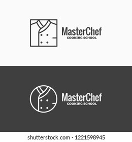 Chef uniform icon. Chefs jacket linear logo on black and white background