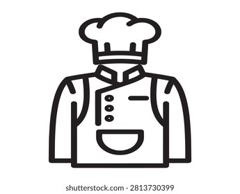 Chef uniform icon. Professional cook attire symbol. Culinary staff logo.