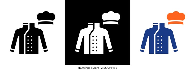 Conjunto de iconos de uniforme de chef Ilustración vectorial de glifo