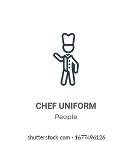 Chef uniform outline vector icon. Thin line black chef uniform icon, flat vector simple element illustration from editable people concept isolated stroke on white background
