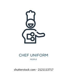 chef uniform thin line icon. uniform, chef linear icons from people concept isolated outline sign. Vector illustration symbol element for web design and apps.